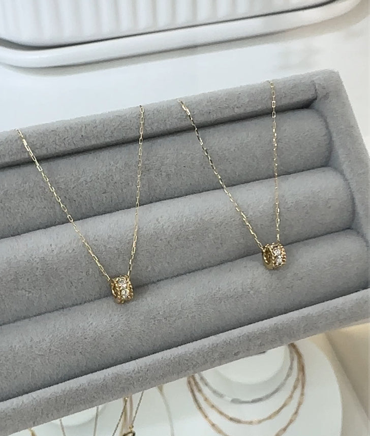 Platinum/18k Yellow Gold Mini Diamond Roll Necklace