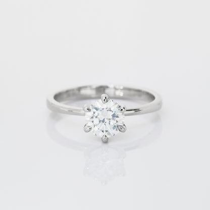 Allium Solitaire 18k White Gold 6-Prong Round Brilliant Diamond Engagement Ring Setting 18k白金六爪漸幼經典清鑲求婚鑽石戒指款式