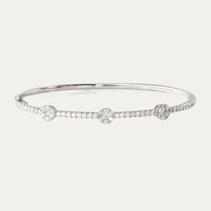 18k White Gold 0.96ct Round Diamond Bangle 18k白金三石款96份鑽石手鈪