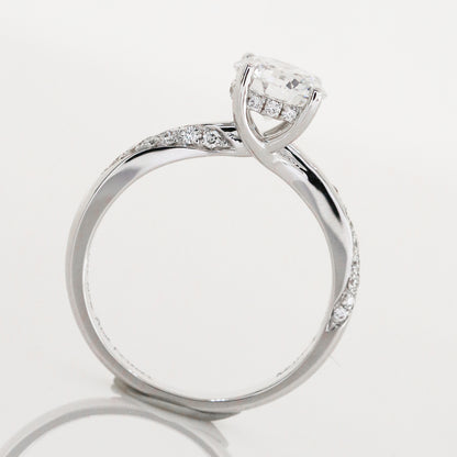 Carnation Eternity 18k White Gold 4-Prong Wavy Round Brilliant Diamond Engagement Ring Setting 18k白金四爪永恆求婚鑽石戒指款式