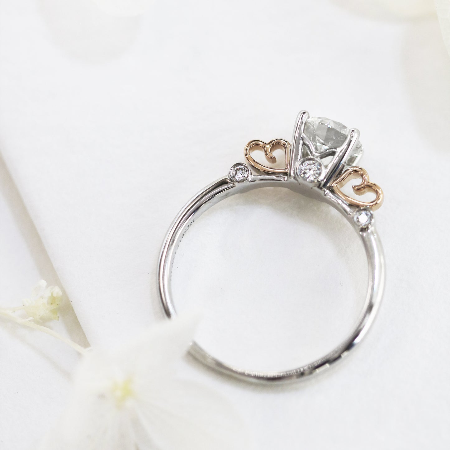 Dahlia Vintage 18k Rose Gold 4-Prong Round Brilliant Diamond Engagement Ring Setting 18k雙色四爪玫瑰金白金復古求婚鑽石戒指款式