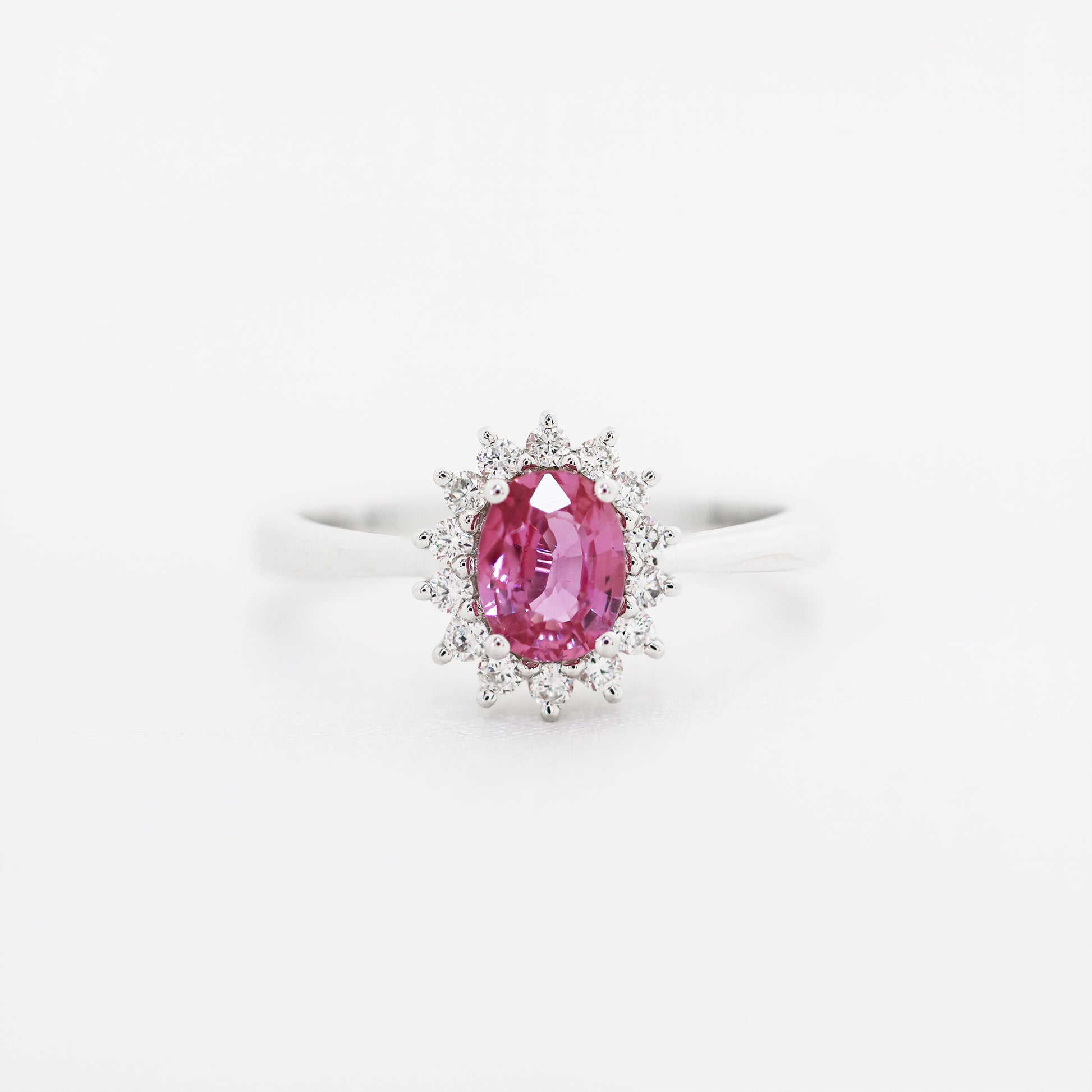 18k白金粉紅藍寶石戒指18k White Gold Pink Sapphire Ring
