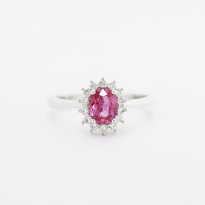 18k白金粉紅藍寶石戒指18k White Gold Pink Sapphire Ring