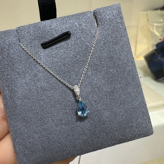 18k White Gold Santa Maria Aquamarine Diamond Necklace