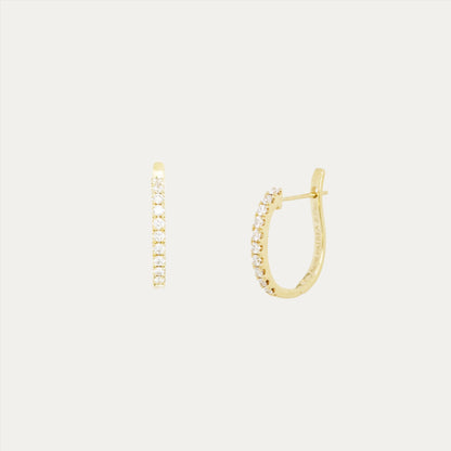 18k Gold Pavé Diamond Huggie Earrings, Single or Pair