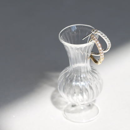 18k Gold Pavé Diamond Huggie Earrings, Single or Pair