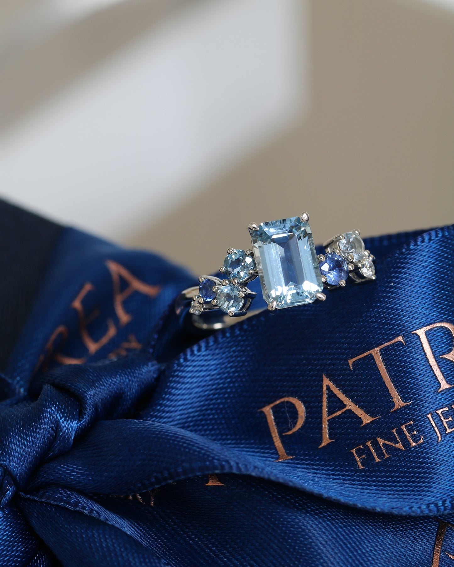 Avery Aquamarine Sapphire and Diamond Cluster Ring