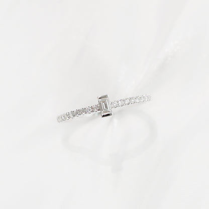 18K22份白金長形切割鑽石線戒 18k White Gold Baguette Step-cut 0.22ct Diamond Eternity Ring