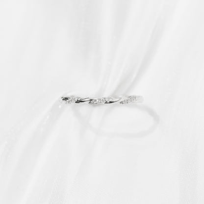 18k白金麻花扭紋鑽石戒指 18k White Gold Twisted Diamond Ring