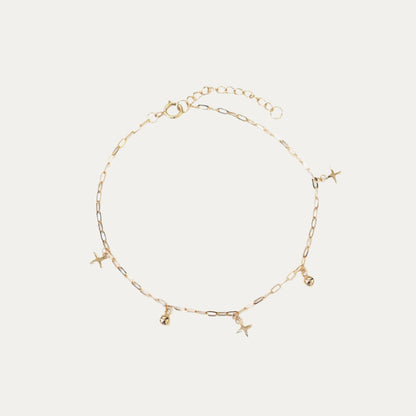 18k玫瑰金閃爍光芒小圓珠手鏈 18k Rose Gold Sparkle with Gold Ball Chain Bracelet