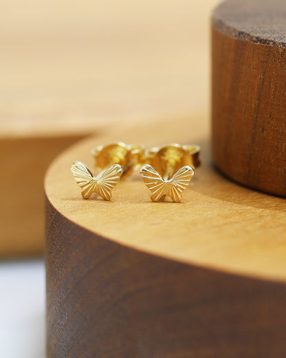 18k Yellow Gold Mini Butterfly Earrings