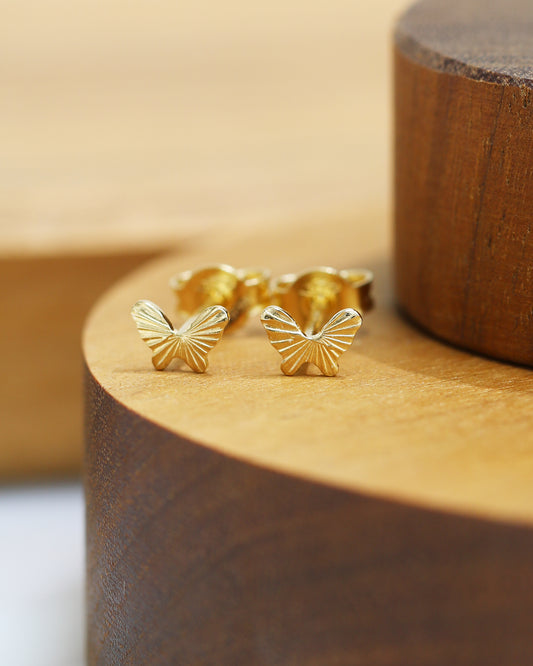18k Yellow Gold Mini Butterfly Earrings