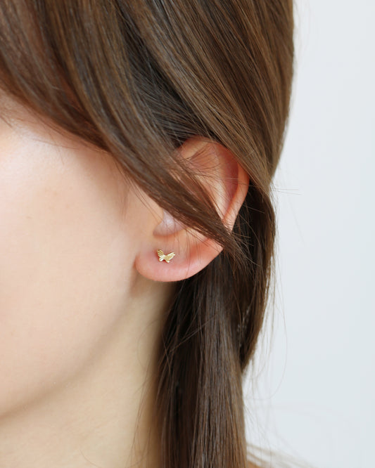 18k Yellow Gold Mini Butterfly Earrings