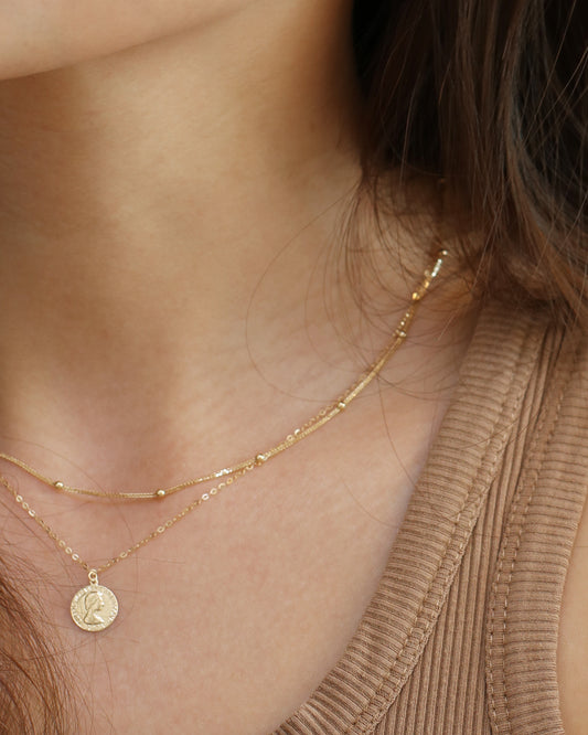 18k Yellow Gold Coin Necklace