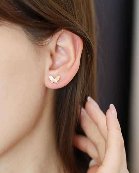 18k Yellow Gold Butterfly Earrings