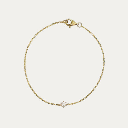 Solitaire 0.10ct/0.15ct 6-prong Round Diamond Bracelet (White/Rose/Yellow Gold) Length: 15cm