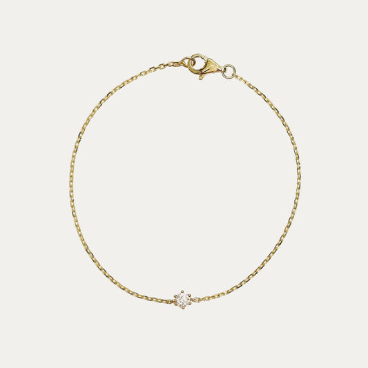 Solitaire 0.10ct/0.15ct 6-prong Round Diamond Bracelet (White/Rose/Yellow Gold) Length: 15cm