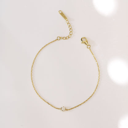 Solitaire 0.10ct/0.15ct Round Diamond Bracelet (White/Rose/Yellow Gold)