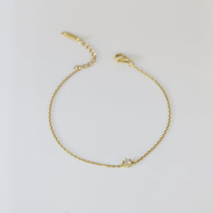 Solitaire 0.10ct/0.15ct Round Diamond Bracelet (White/Rose/Yellow Gold)