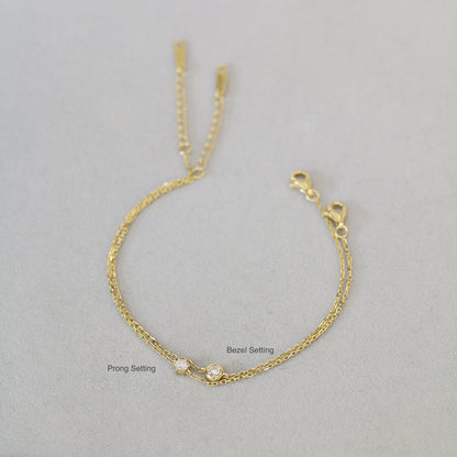 Donut 0.10ct Bezel Set Diamond Bracelet (White/Rose/Yellow Gold)