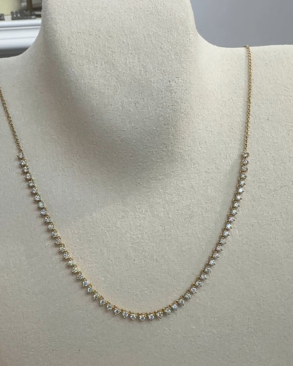 18k金鑽石頸鍊 頸鏈 18k Gold Half Diamond Tennis Necklace