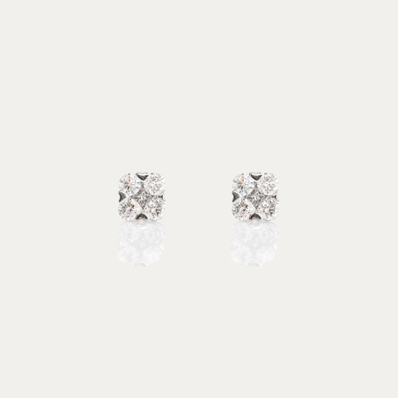 18k White Gold Heart-shaped Prong Diamond Earrings, Pair