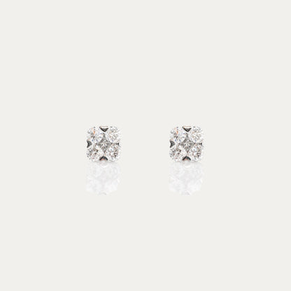 18k White Gold Heart-shaped Prong Diamond Earrings, Pair