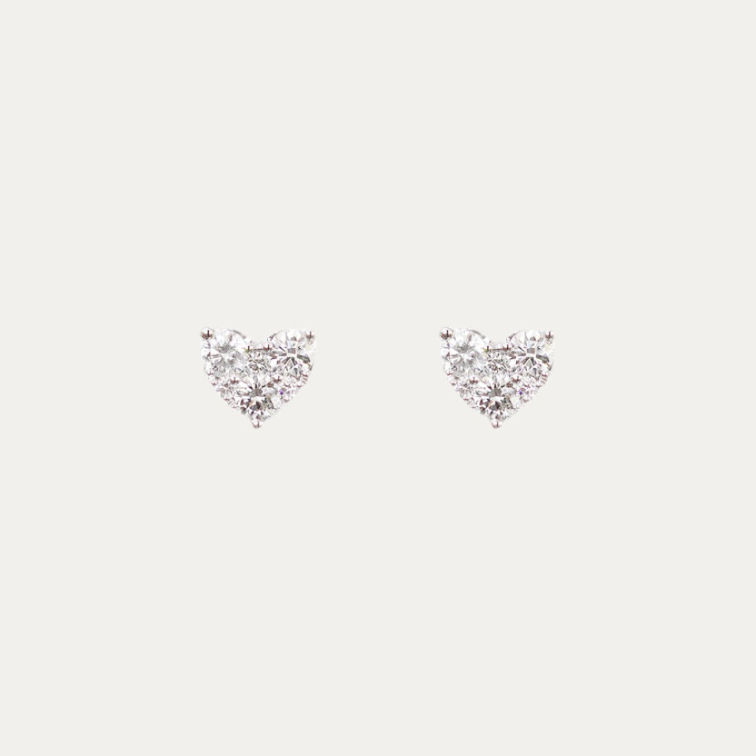 18k White Gold 0.48ct Heart Shape Diamond Earrings, Pair