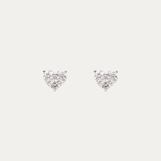 18k White Gold 0.48ct Heart Shape Diamond Earrings, Pair