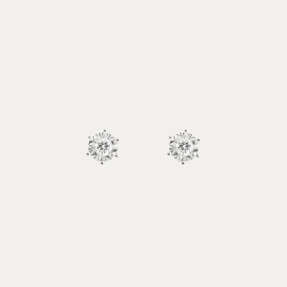 18k White Gold 0.10ct Illusion Round Diamond Earrings, Pair