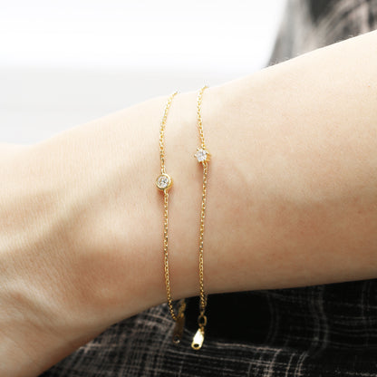 Donut 0.10ct Bezel Set Diamond Bracelet (White/Rose/Yellow Gold)