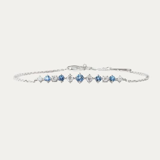 18k White Gold Santa Maria Aquamarine Bracelet on a light gray background
