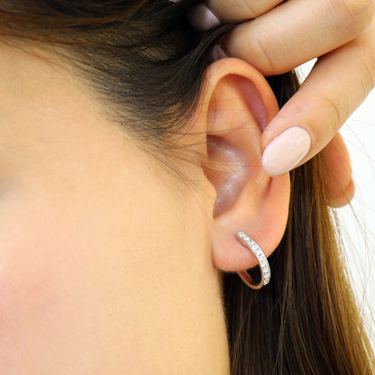 18k White Gold 0.27ct Diamond Huggie Earrings, Pair