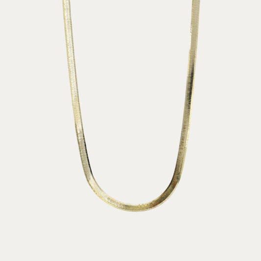 18k Gold Snake Bone Chain Necklace (White/Rose/Yellow Gold)