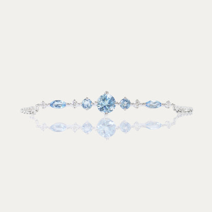 Round-shaped Aquamarine Diamond Bracelet
