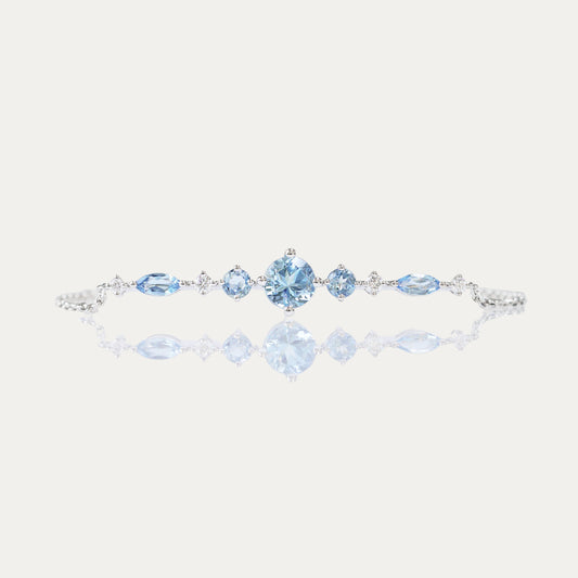 Round-shaped Aquamarine Diamond Bracelet