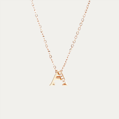 18k Rose Gold Alphabet A Diamond Charm Pendant 18k玫瑰金字母鑽石吊墜 A