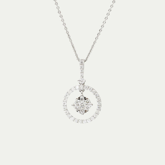 18k White Gold Round Diamond Necklace