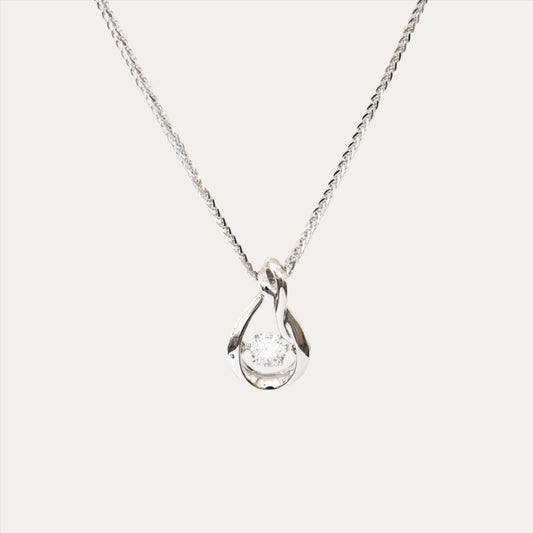 18k White Gold Pear Shaped Dancing Diamond Necklace