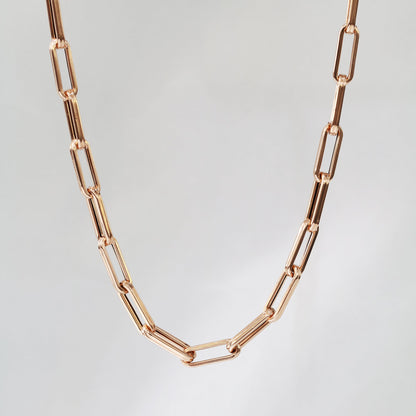 18k Rose Gold Circle Paper Clip Chain Bracelet 18k玫瑰金意大利萬字夾手鍊