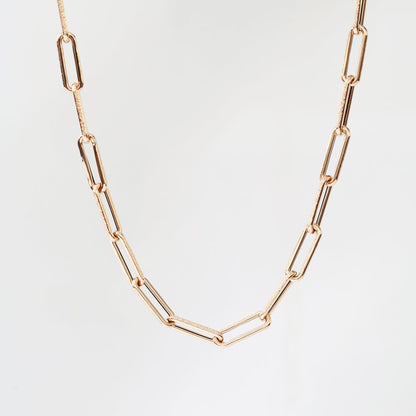 18k Rose Gold Matte Paper Clip Chain Bracelet 18k玫瑰金意大利Paper Clip手鍊