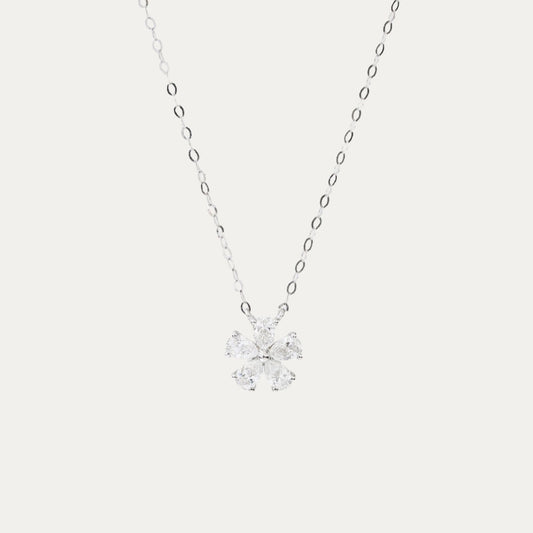 18k White Gold 5-petal Flower Necklace