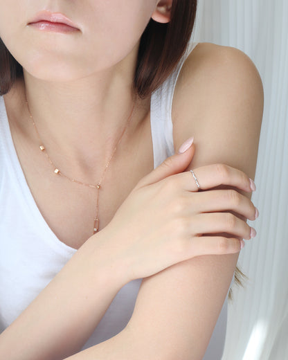 18k Rose Gold Cube Lariat Diamond Necklace