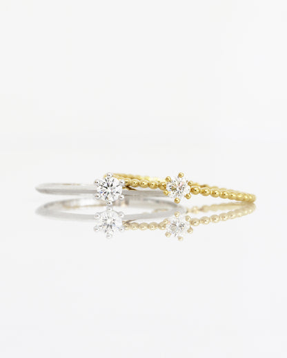 18k白金10份鑽石戒指 18k White Gold 0.10ct Diamond Beaded Ring