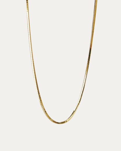 18k Gold Chain 1.1mm Snake Bone 18' Adjustable Necklace (White/Rose/Yellow Gold)