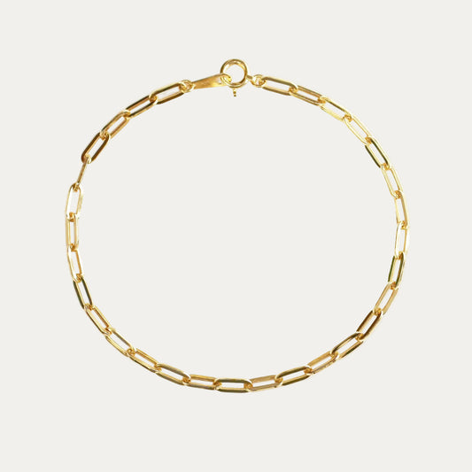 Gold chain bracelet on a white background