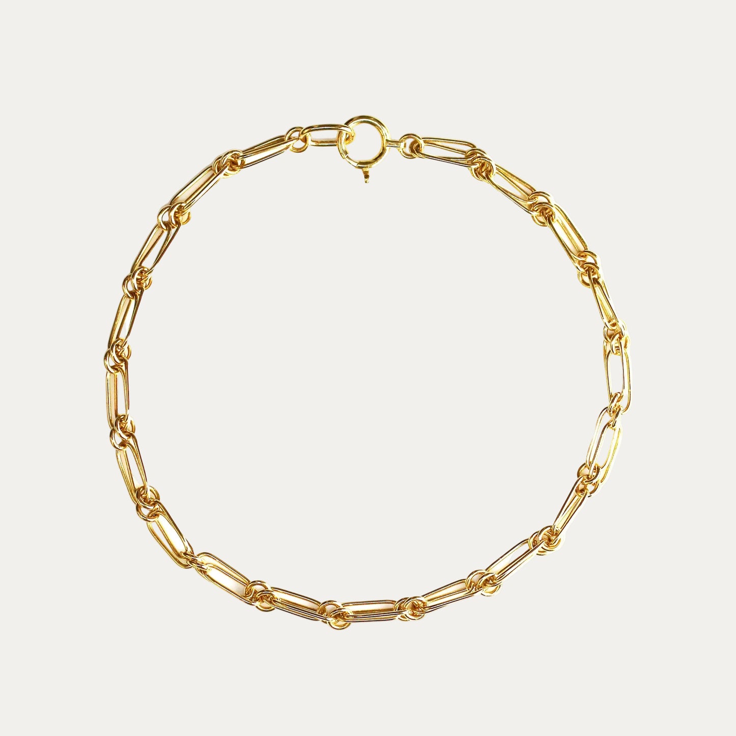 Double Paperclip Link Chain Bracelet (White/Rose/Yellow Gold)