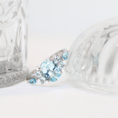 18k白金蛋形橢圓形海藍寶石戒指 18k White Gold Oval Shape Aquamarine Ring