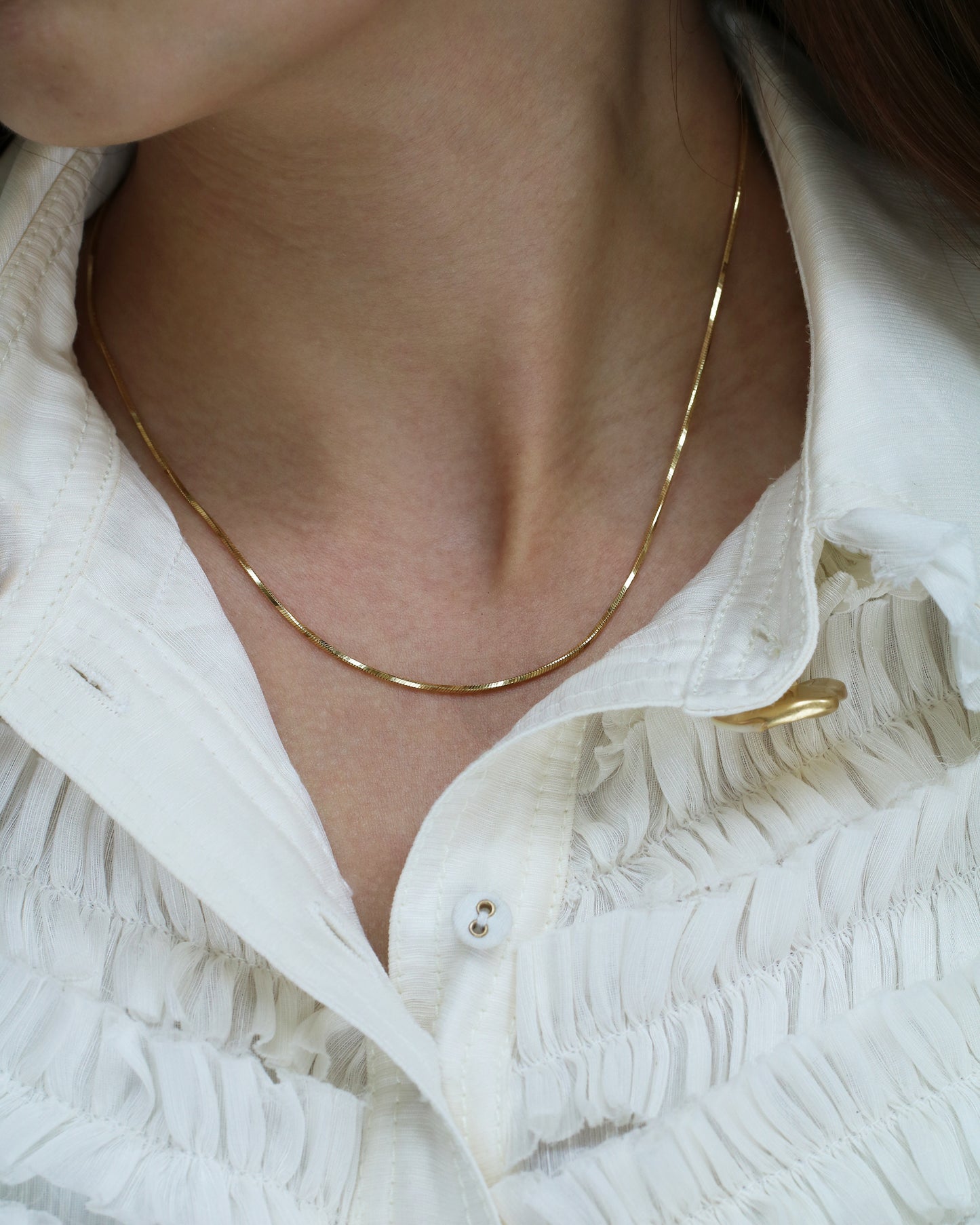 18k Gold Chain 1.1mm Snake Bone 18' Adjustable Necklace (White/Rose/Yellow Gold)