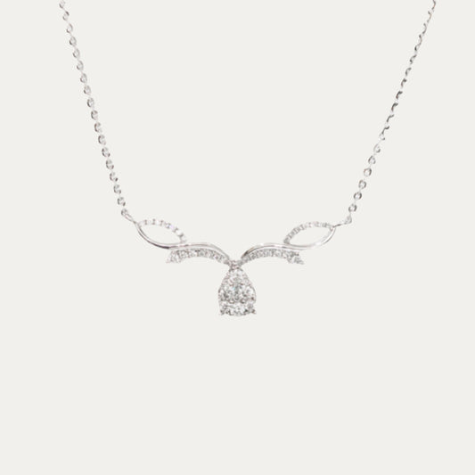 18k白金天使羽翼鑽石頸鍊 18k White Gold Angel Wings Diamond Necklace